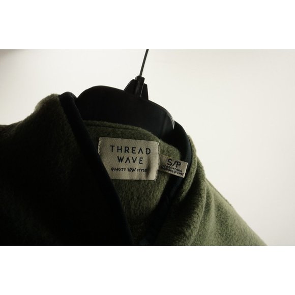 New Thread Wave Men’s Small Green Polar Fleece Snap Front Mock Pullover Sweater - Picture 5 of 9